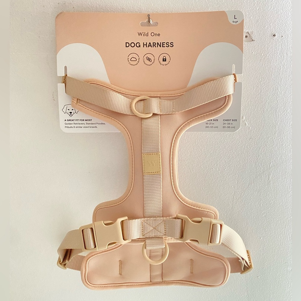 Wild One Dog Harness Tan Size Large for Golden Retrievers, Poodles, Pitbulls